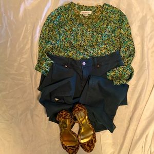 Medium Green Liz Claiborne Blouse & Medium Regular Emerald Green Maurice’s Jeans